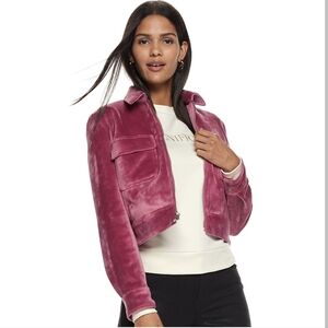 Nine West Women's Plush Pink Teddy Jacket